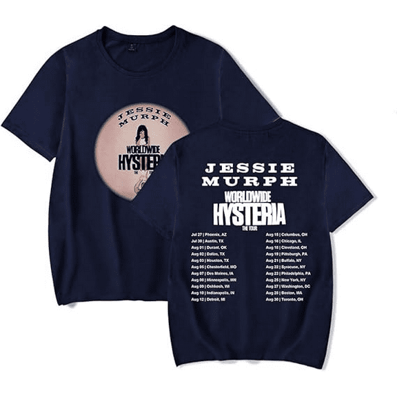 Jessie Murph 2025 Worldwide Hysteria The Tour tshirt Blue Strips merch crewneck short sleeve tshirt men/women hip hop tops