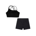 thumbnail image 3 of Nyeemya Kids Girls Dance Outfit Gymnastics Crop Tank Camisole Sport Bra and Sparkly Shorts Set Casual Black 12, 3 of 5