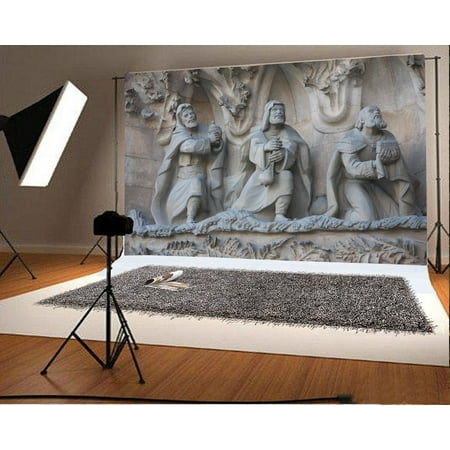 Image of GreenDecor 7x5ft Photography Backdrop Carving Statue Mural Painting Artistic Culture Sagrada Familia Detail Barcelona Photo Background Children Baby Adults Portraits Backdrop
