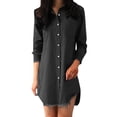 thumbnail image 1 of Camisa vaquera con flecos a la moda para mujer, chaqueta vaquera de manga larga con solapa de un solo pecho Pompotops  qwe17271, 1 of 7