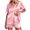 Pink, variant on Zynoxe Womens Two Piece Pajamas Set Casual Satin V-neck Short Sleeve Button Down Shirt and Elastic Waist Shorts Solid Color Pjs Lounge Sets