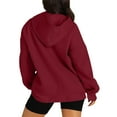 thumbnail image 7 of HOMBOM Soft Sweatshirts for Women Trendy Red Plain Hooded Tops Loose Long Sleeve Winter Hoodie 2XL, 7 of 7