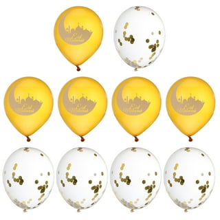 5.5 Gold Balloon Weights Pack of 12 - Metallic Balloon Holder Table Weight  with Gold Curling Ribbon Roll (500-Yards) Heavy Foil Wrapped Anchors for