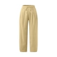 thumbnail image 3 of DYMADE Women Casual Style Cropped Pants Summer Thin Linen Plain Trousers, 3 of 5