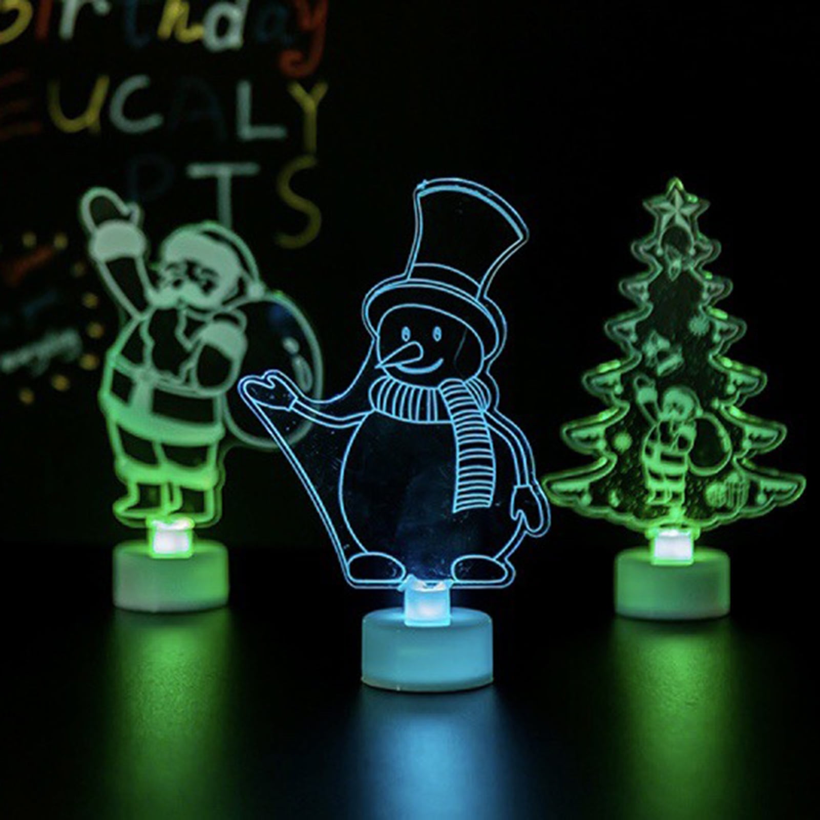 DGROEE Christmas Night Lights LED 5.9 Inch Acrylic Christmas Tree Snowman Santa Claus Christmas