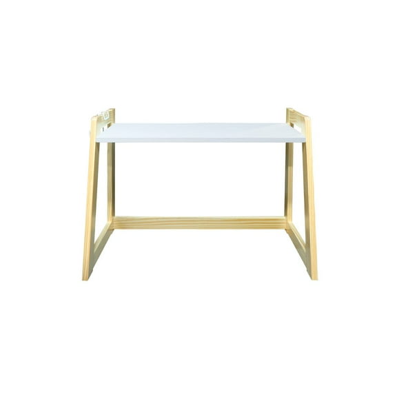 Casual Home 100% Solid Wood Microwave Oven Countertop Rack with Hooks - Natural/White