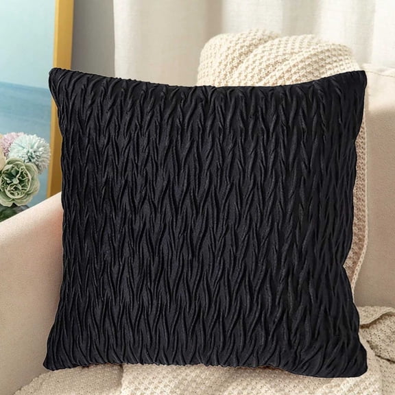 Solid Color Velvet Pleated Throw Pillow Cover, Luxury Wave Textured Velvet Throw Pillow Case, 18x18 Inch Boho Home Decorative Pillowcase