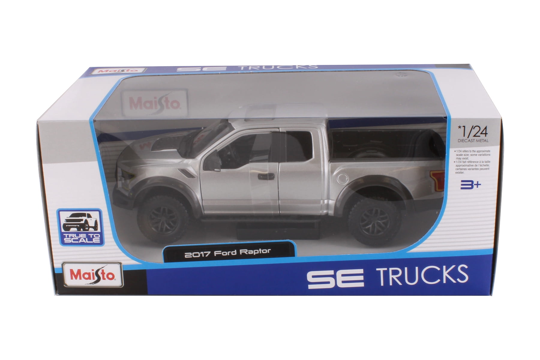 2017 Ford Raptor Pickup Truck, Gray - Maisto 38266GY - 1/24 Scale Diecast Model Car