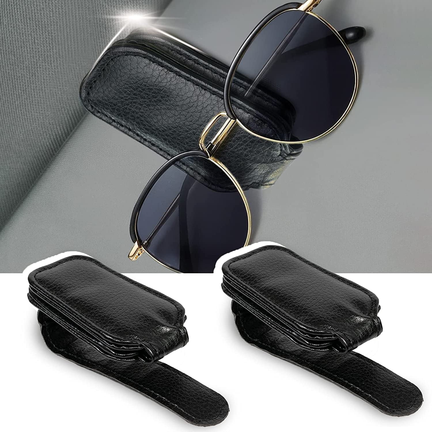 2PCS Sunglass Holder for Car Visor,Sunglass Visor Clip with Strong