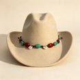thumbnail image 5 of Cowboy Hat Women Wide Brim Western Fedora Jazz Lightweight Fabric Curved Brim Autumn Winter Party Outdoor Headwear, 5 of 5