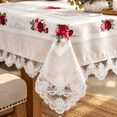 Lace Tablecloth Rectangle 60 X 84 Inch Offwhite Rose Pattern Fabric ...