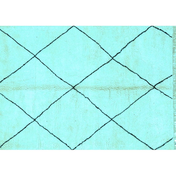 Ahgly Company Indoor Rectangle Solid Light Blue Modern Area Rugs, 7' x 9'