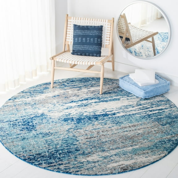 SAFAVIEH Evoke Frosina Abstract Area Rug, Light Blue/Gray, 6'7" x 6'7" Round