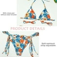 thumbnail image 3 of Bikini triangular con cordón anudado, conjunto de bikini descarado de corte alto, traje de baño estampado floral para mujer, 3 of 5