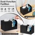 thumbnail image 6 of FUYGRCJ Square Tissue Box Cover Holder with 2 Compartments Storage Organizer, PU Leather Tissue Box Holder with Remote Control Holder for Livingroom Nightstand, Multifunctional Cube Tissue Holder, 6 of 11