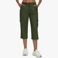 thumbnail image 4 of Fashion Olyvenn Women's Cargo Capris Pants with 6 Pockets Lightweight Cotton Hiking Casual Travel Summer Capri Pants for Women Green M, 4 of 9