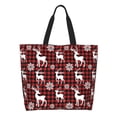 thumbnail image 1 of Fotbe Plaid Reindeer Snowflakes Bolsa Tote Estética de Lona con Estampado para Mujer - Bolsa Reutilizable de Hombro Casual para Vacaciones, Compras, Trabajo y Gimnasio, 1 of 8