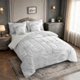 thumbnail image 2 of meiyoeat Silver Swirl Striped 7-Piece Twin Bedding,Modern Minimalist Artwork Bedding Comforter Set For Girls,Light Gray Reversible, 2 of 7