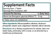 Bronson Boron 3 MG Chelated Superior Absorption Supports Bone Health Trace Mineral, Non-GMO, 250 Vegetarian Tablets