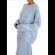 thumbnail image 3 of Suéter de Punto de Larga para Mujer, Jersey de Cuello Redondo, Suéter Informal Holgado. Azul Talla Única, 3 of 10