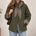 thumbnail image 2 of Alkepwun Detachable Hooded Jackets for Women Plaid Lining Inside Hood and Cuffs Zip Up Snap Button Loose Fit Casual Jacket with Pockets for Daily Wear Outdoor Activities, 2 of 7