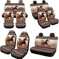 thumbnail image 3 of Garronmavis Aztec Horse Red Car Seat Covers Full Set Full Surround Auto Cushion Protectors with Cars Headrest Protectors+Wristlet Keychain+Auto Cup Coaster+Handbrake Gear+Shift Knob Cover, 3 of 7