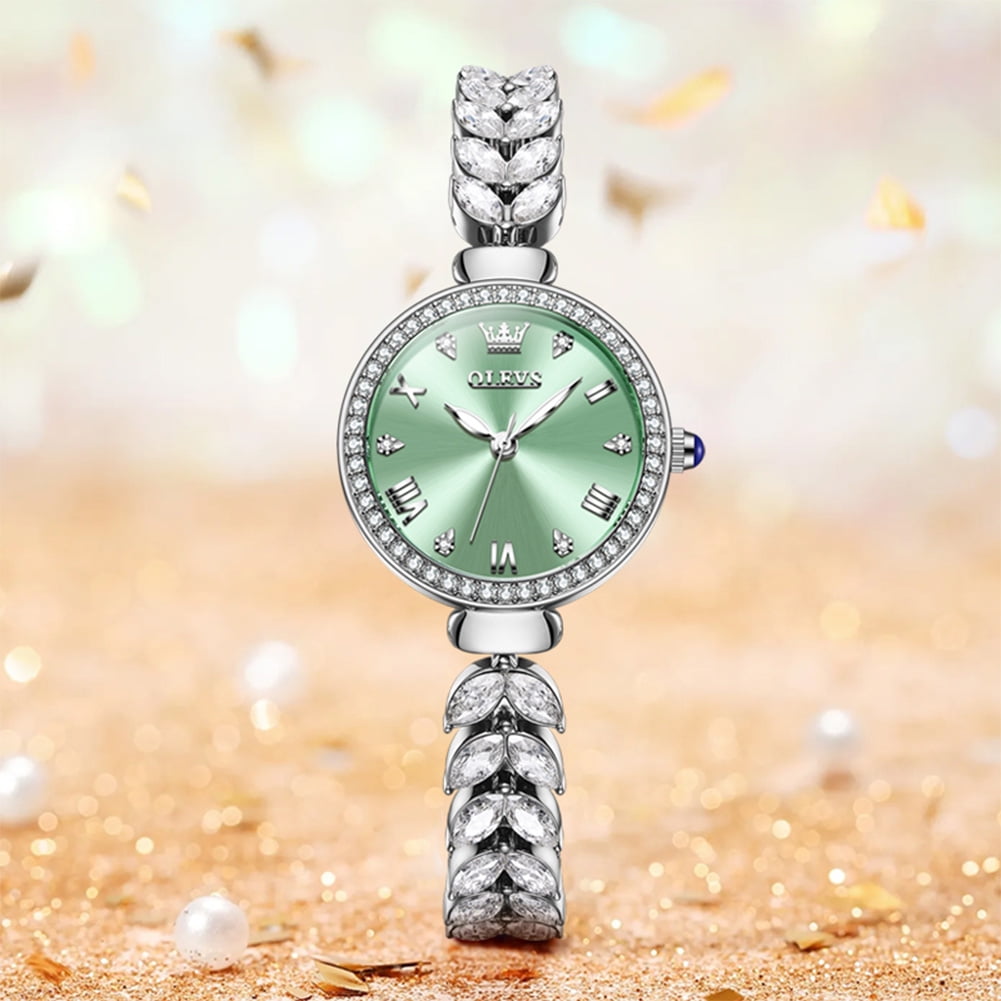 OLEVS Watches for Women Fashion Dress Analog Quartz Rose Gold Plated Stainless Steel Waterproof Luminous Luxury Ladies Watches Women Wrist Watches Gift Relojes para Mujer Pink/Purple/Green/Blue