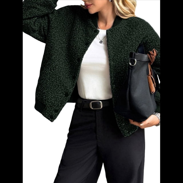 Chaqueta Corta de Piel Sintética para Mujer, Otoño-Invierno, con Cremallera y Bolsillos. Abrigos con Bolsillo. Negro M