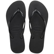 Havaianas Women's Slim Flip Flops - Spring and Summer Pool Sandals for Women - Black, 7/8