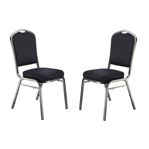 Hampden Furnishings Lila Collection Fabric Banquet Chair, Diamond Navy, Pack of 2