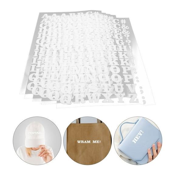 Amosfun 5Pcs White Letter Patches Iron on for Clothes Bags and Jeans Decoration