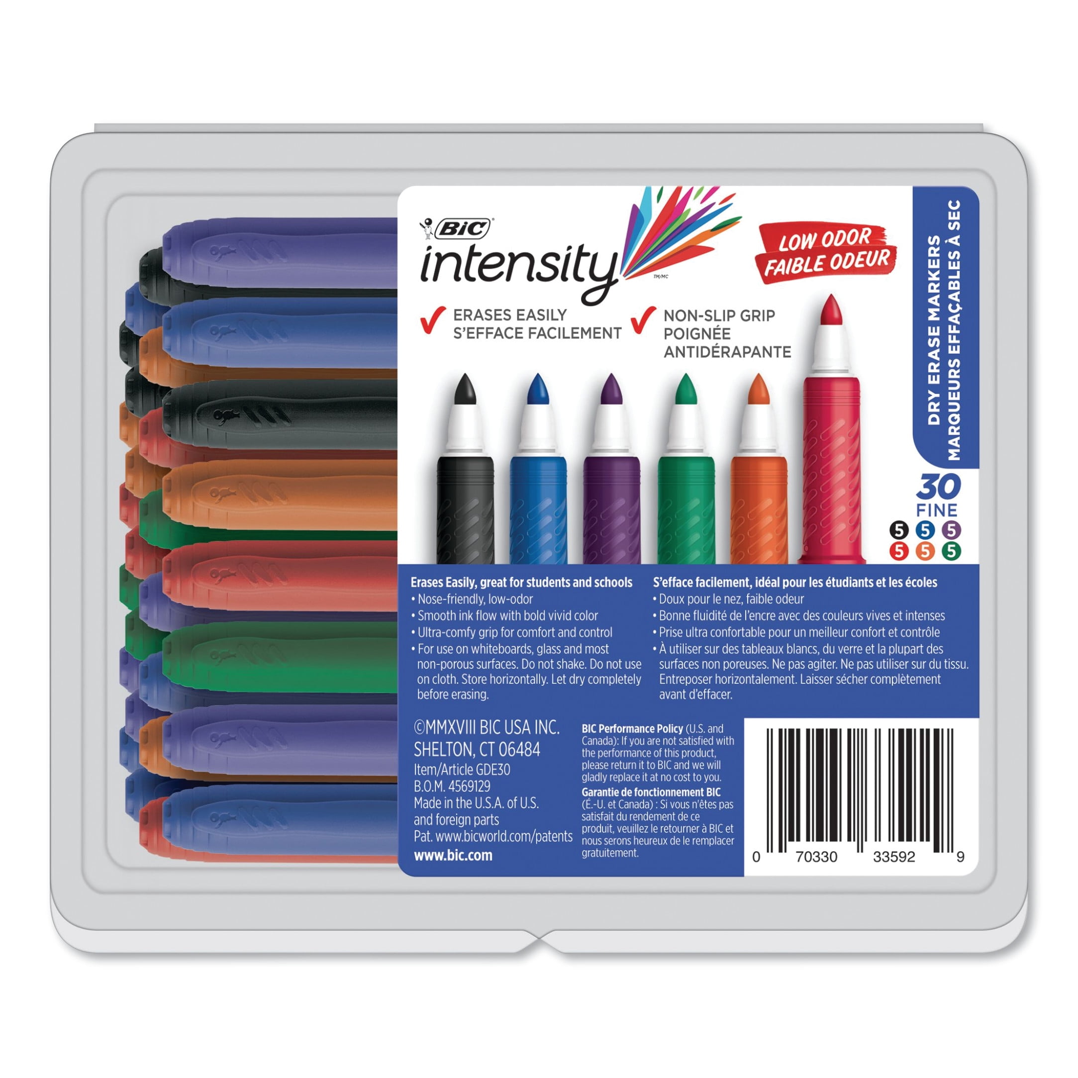 BIC Intensity Low Odor Dry Erase Marker, Fine Bullet Tip, Assorted