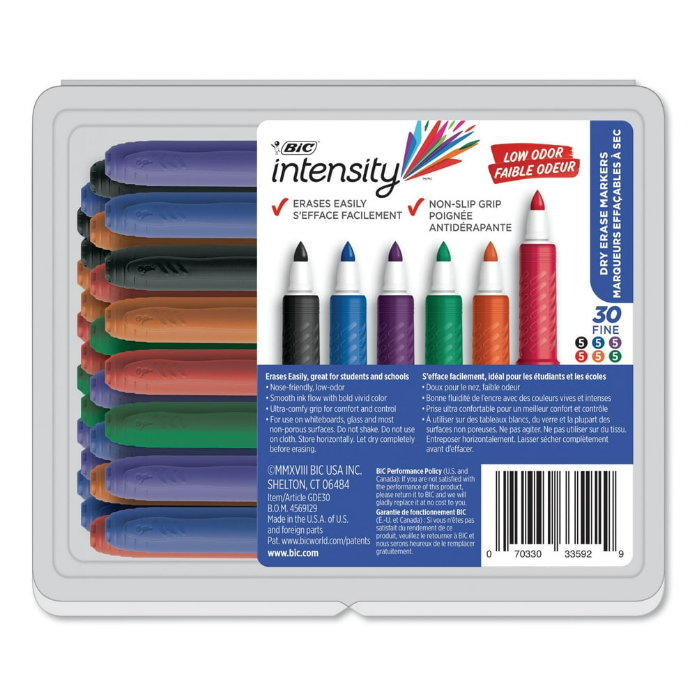 BIC Intensity Low Odor Dry Erase Marker, Fine Bullet Tip, Assorted