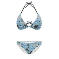 thumbnail image 2 of COEQINE Adjustable Bikini Sets for Women Allover Print Halter String High Cut Bathing Suit Spandex Sexy 2 Piece Beachwear, Shark Surfboard Coconut Palm Tree Light Blue, 2XL, 2 of 7