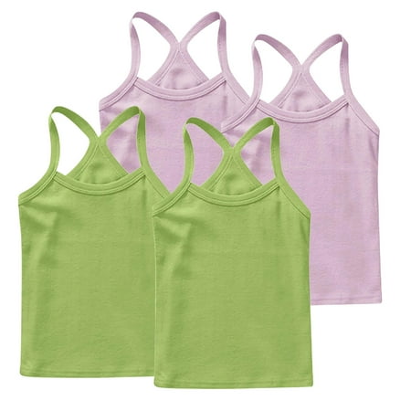 ZACPNCV 4 Pieces Girls Dance Tank Tops Racerback Camisole Undershirts Spaghetti Strap Camis Dance Clothes Tank Tops for Girls Pink 6-7 Years
