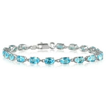 10 1/2 Carat Oval Blue Topaz Bracelet in 10K White Gold