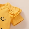 thumbnail image 6 of IBTOM CASTLE Newborn Baby Girls Coming Home Outfit Ruffle Romper Short Pants Headband Summer Clothes Set, 3-Piece 6-12 Months Yellow, 6 of 8