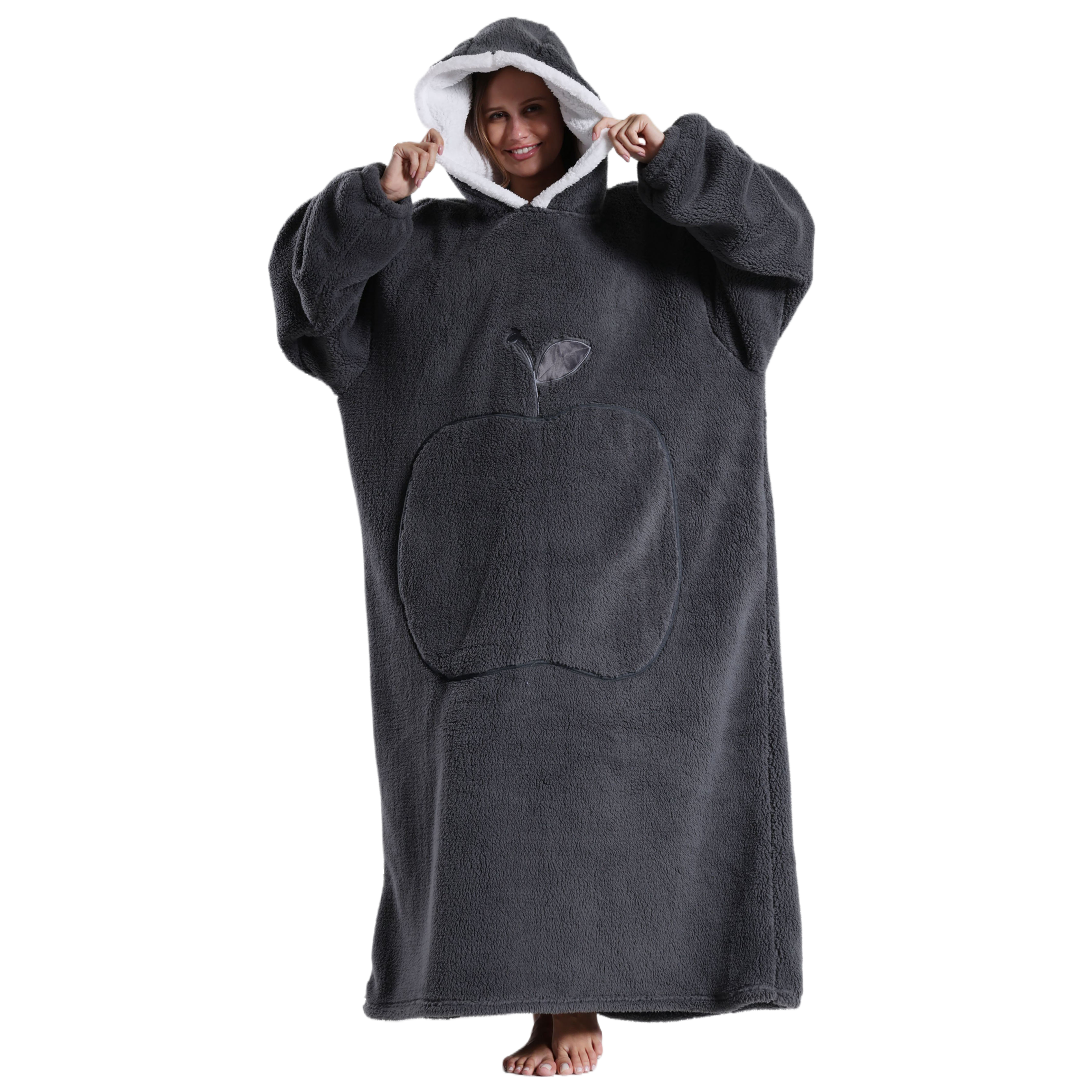 Wearable Blanket Hoodie for Women Men Adult Oversized Hooded Blanket Cozy Sweater Super Soft Comfortable Wearable Blanket with Sleeves Hoodie Sweatshirt with Pockets