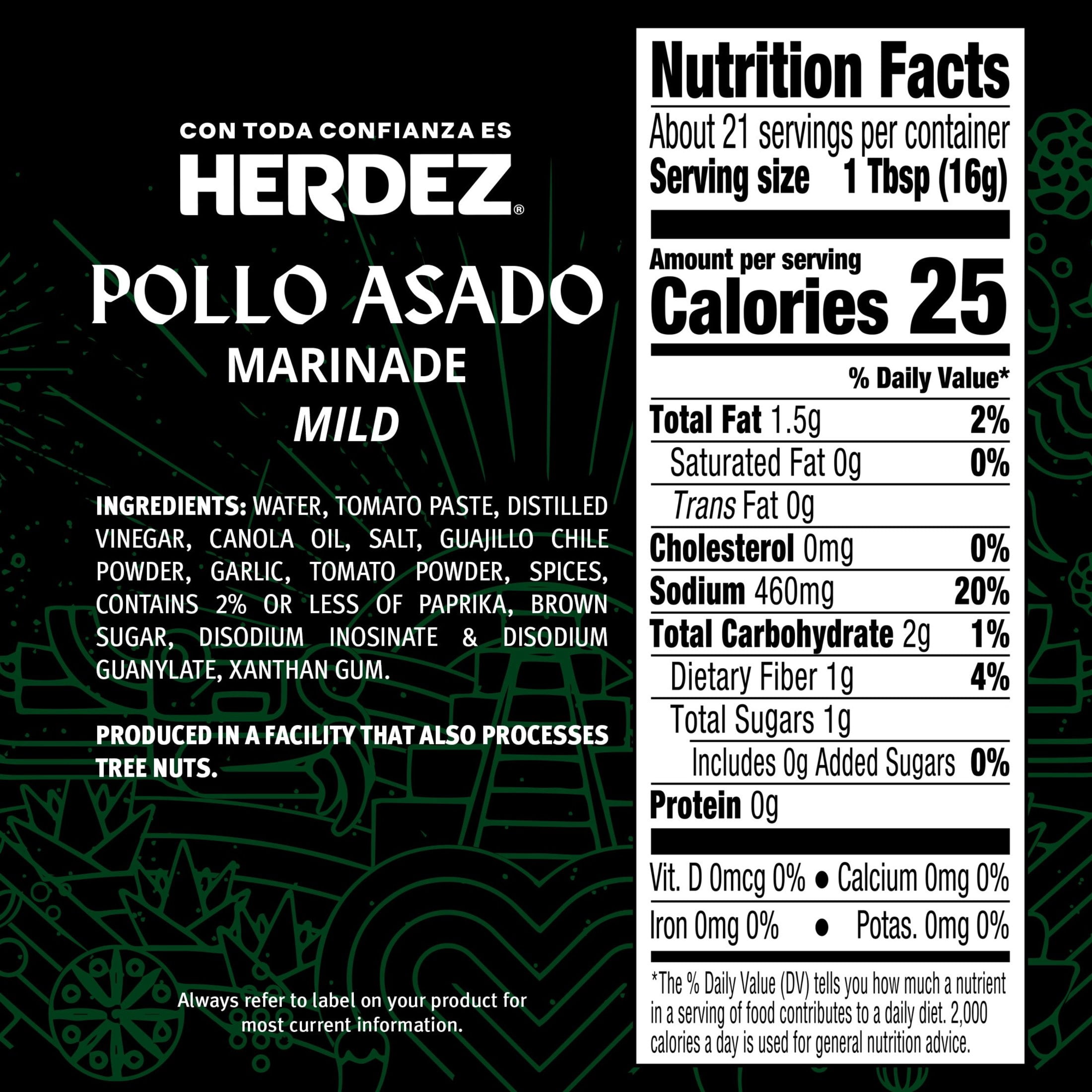 (6 pack) HERDEZ  Pollo Asado Marinade Mild, Marinade, 12oz Glass Bottle