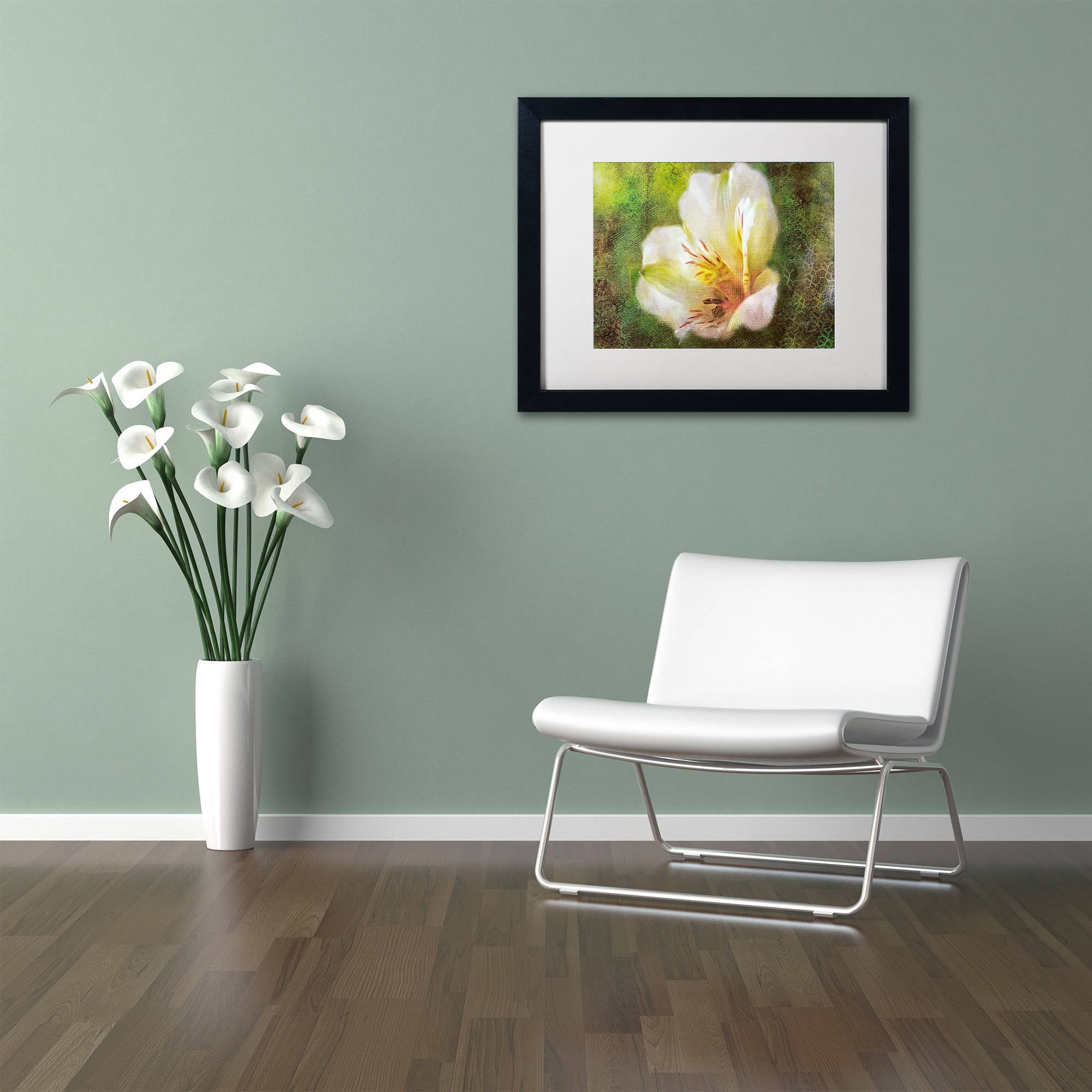 Trademark Fine Art "Lily of the Incas" Canvas Art by Lois Bryan White Matte, Black Frame