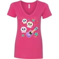 thumbnail image 3 of Inktastic Day of the Dead Owl Sugar Skulls and Guitar Women's V-Neck T-Shirt, 3 of 5