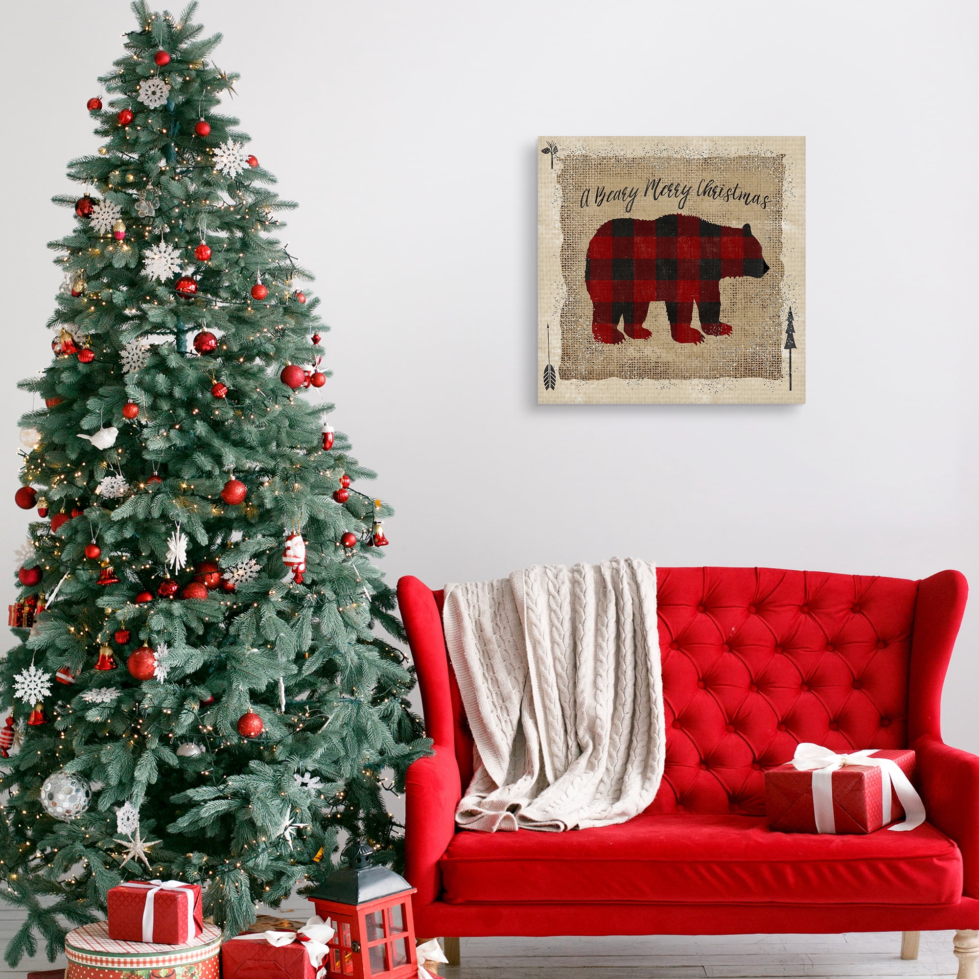 Buffalo Check Bear Christmas Canvas Art Print