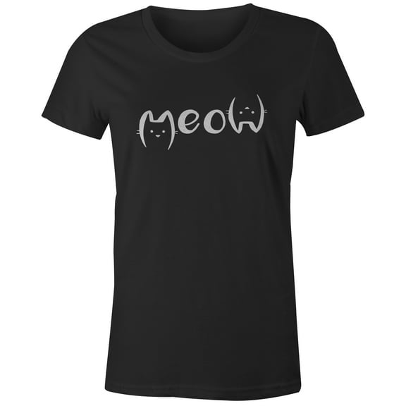 9 Crowns Tees Meow Cute Unisex Cat Graphic Shirt (Juniors Black, XS)