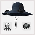 thumbnail image 2 of RICHMJ Solar Panel Powered Fan Fishing Hat,Wide Brim Outdoor Fishing Hat USB Charging Summer Fisherman Hat ,Gift for Fishing enthusiast(Dark Blue), 2 of 6