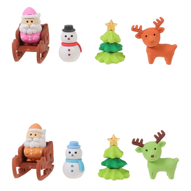 3pcs Adorable Erasers Christmas Snowman Favors Gifts School Supplies Stationery for Students Children, Size: 17.5x9cm