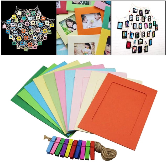 Marcos de fotografía de Papel Artesanal, Marcos de fotografía, Marcos de fotografía de Papel para Colgar en Múltiples, con Cuerda de Clips, para Decoración 10 piezas 6 pulgadas Macarena álbum de fotos
