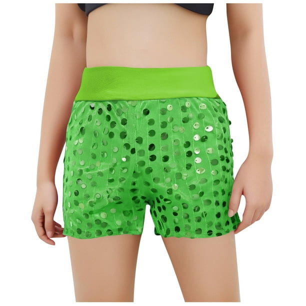 Odeerbi 5-14 Años Niños Niñas Pantalones Cortos Metálicos Brillantes Para Baile Pantalones Cortos Deportivos Atletismo Etapa Rendimiento Conjuntos Pantalones Cortos Elásticos de Cintura