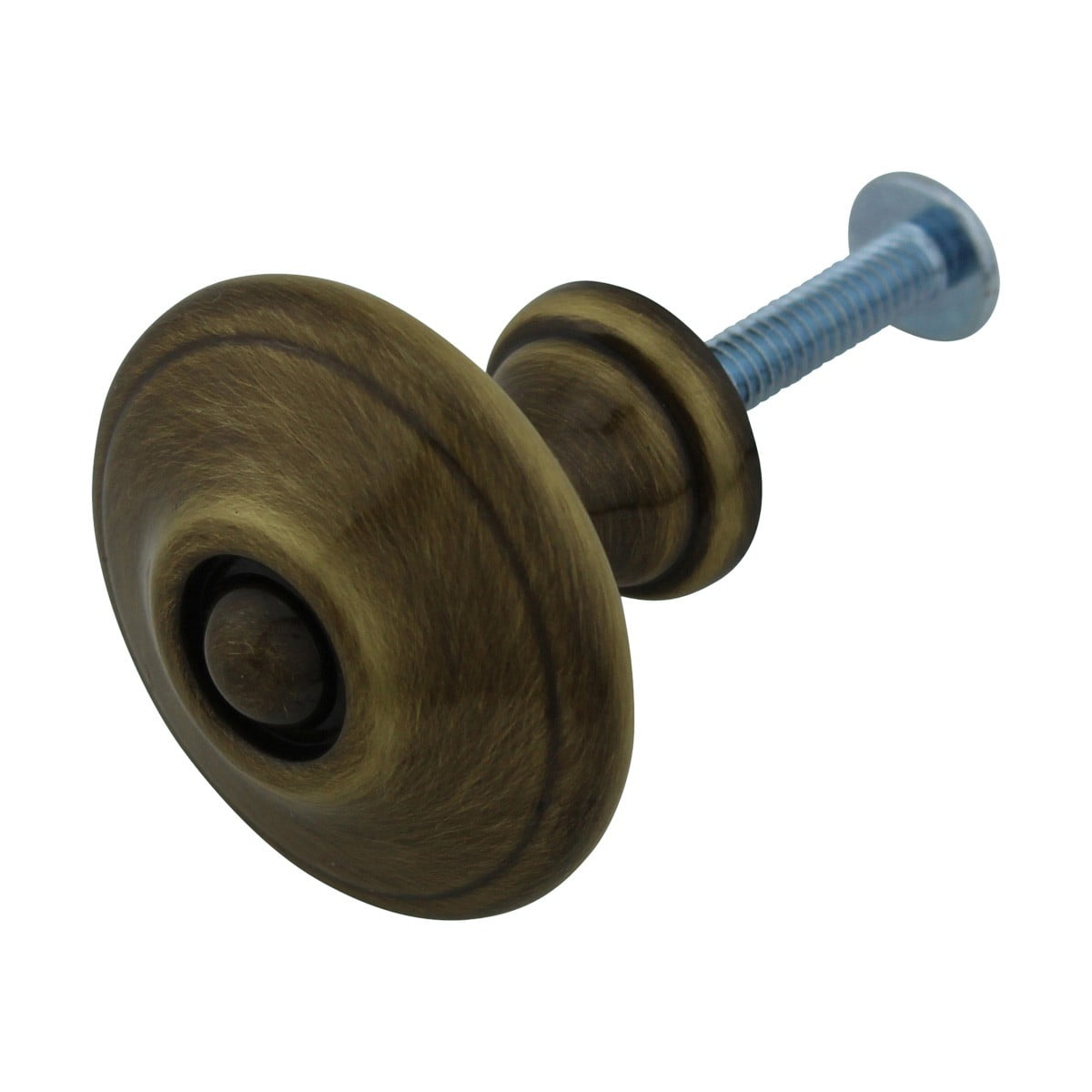 Antique Round Brass 1 1/4 in. dia. Kitchen Cabinet Door Knob Pull Handle w/Screws| Renovators Supply - Set of 6