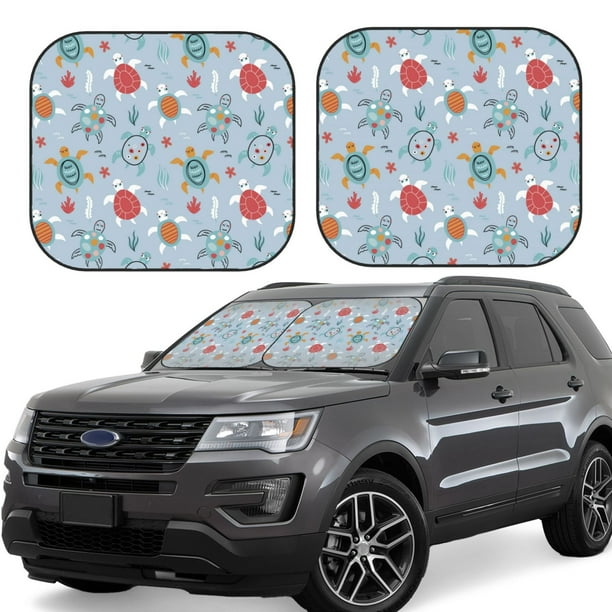 Fotbe Sea Turtle Juego de 2 Piezas de Parasoles para Parabrisas | Bloqueador Solar para Auto | Accesorios Plegables para Protección Solar Interior-Medium