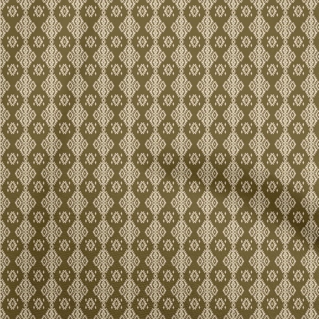oneOone Rayon Dark Olive Green Fabric Geometric Craft Projects Decor Fabric Printed By The Yard 56 Inch Wide